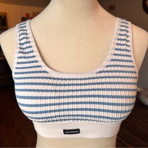 Lucky Brand Striped Ribbed Bralette Soft Boho Lounge Top Pullover Size Medium